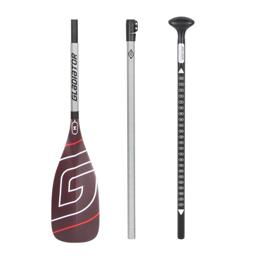 SUP весло Gladiator Race Carbon/Kevlar silver/red 3-части, лопатка M